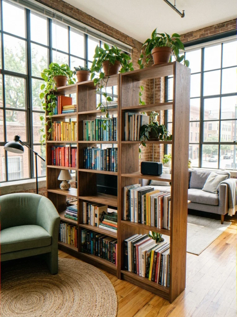Double-Sided Bookshelf Room Divider