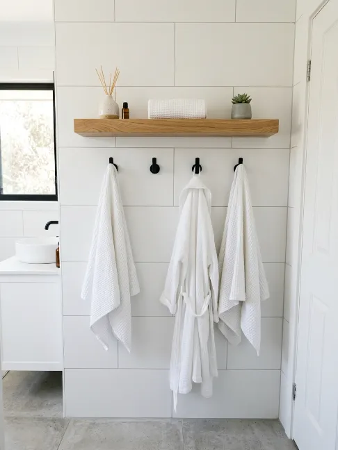 Floating Shelf with Hooks 