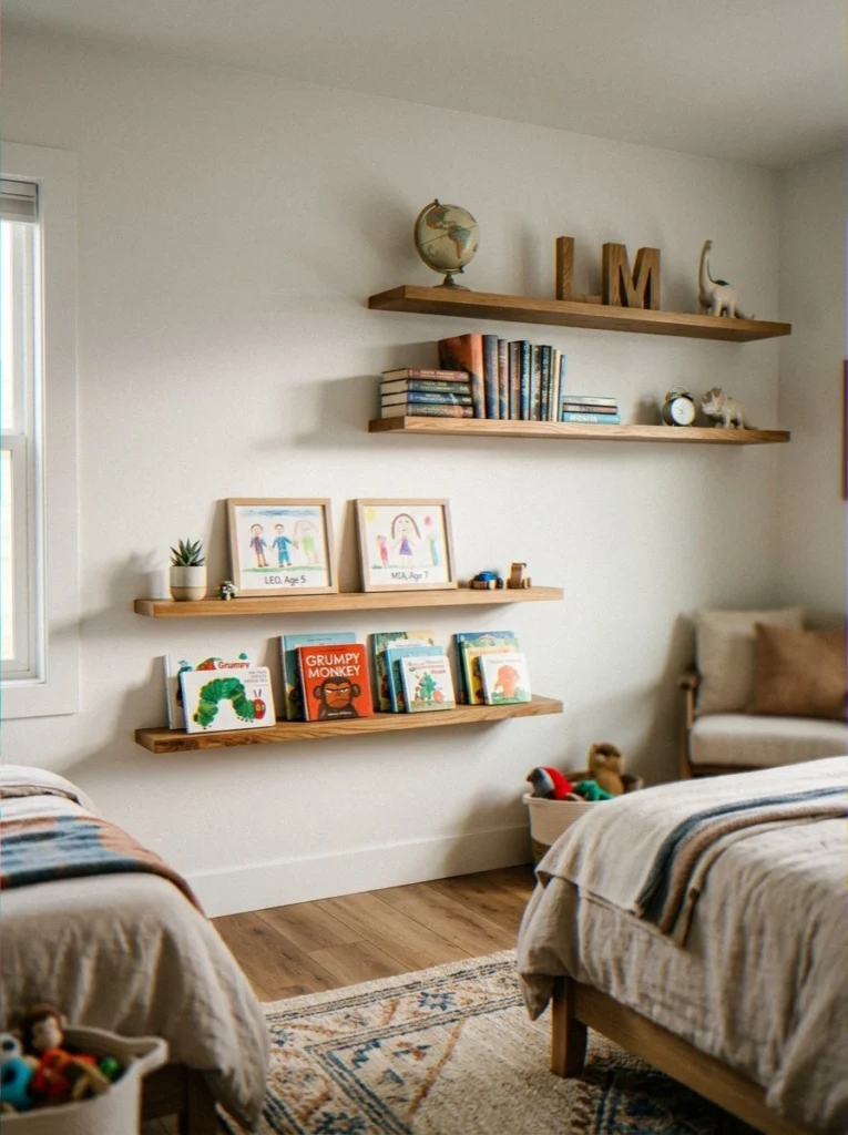 Floating Shelves at Each Child's Height