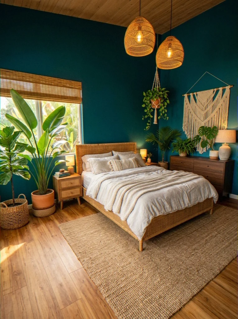 Full Peacock Teal Bedroom