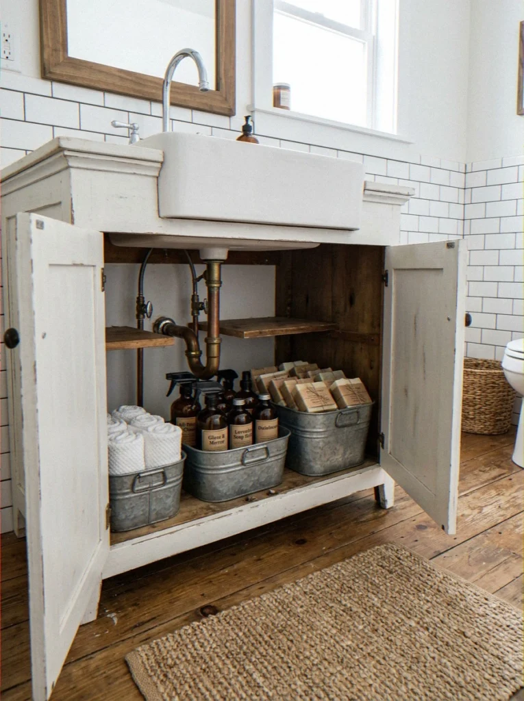 Galvanized Metal Bins for Under-Sink Storage