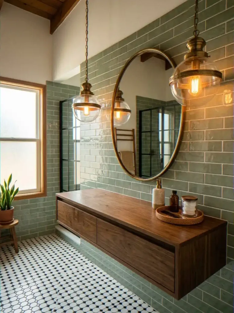 Globe Sconces Either Side of the Mirror