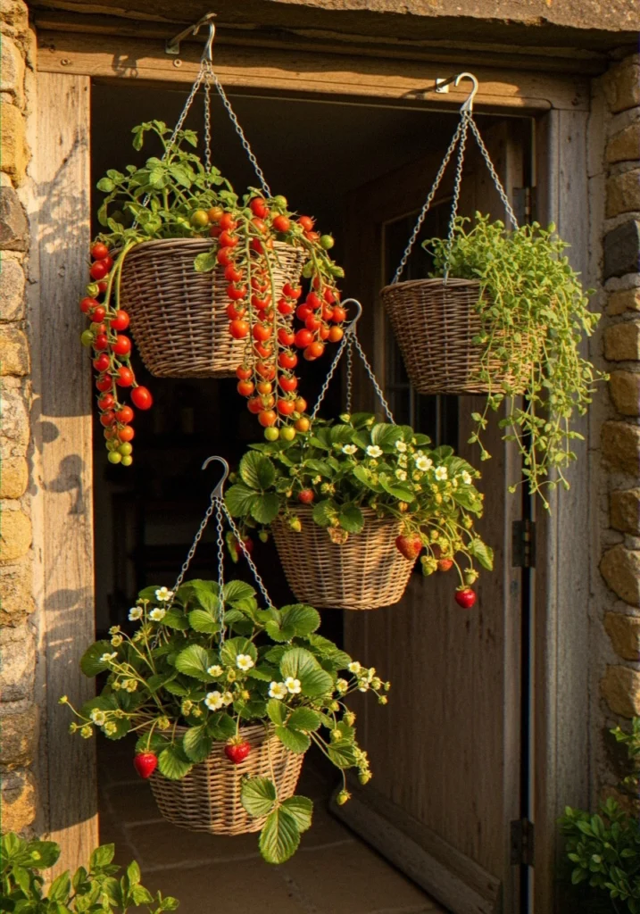 Hanging Baskets for Tomatoes and Strawberries