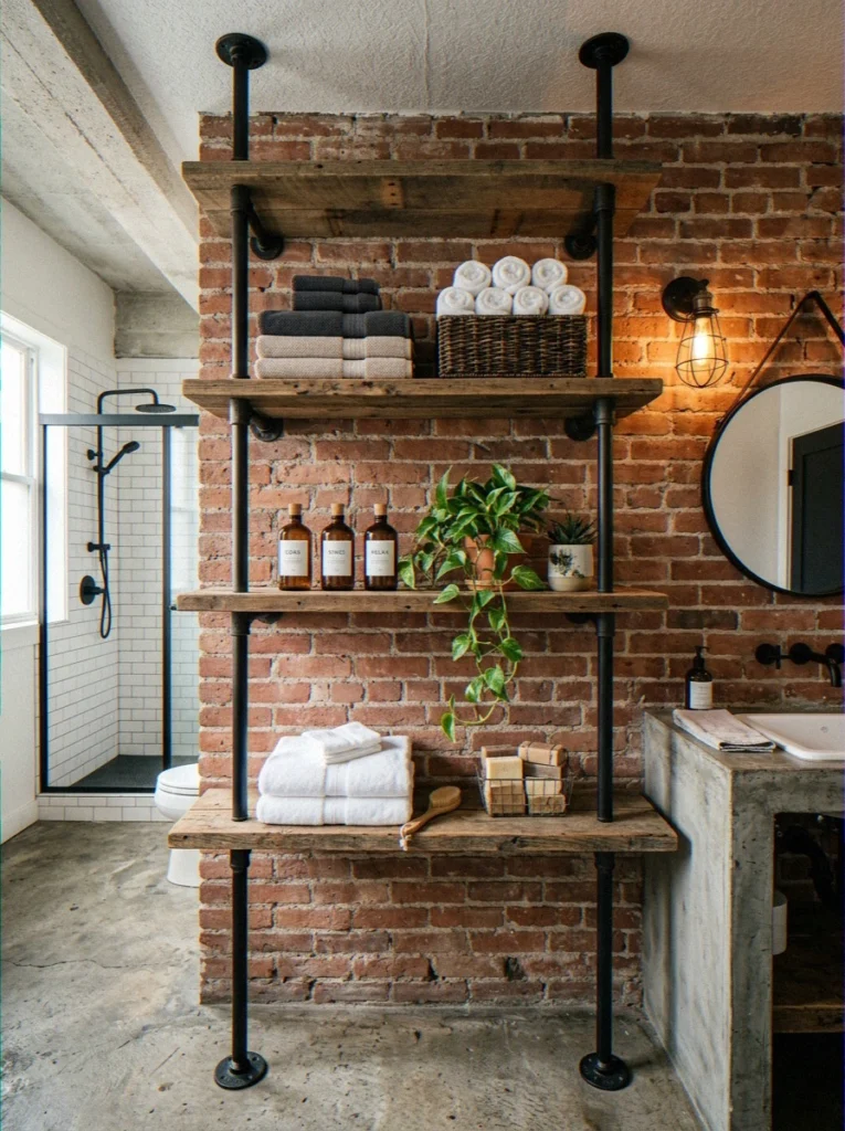 Industrial Pipe Shelving With Reclaimed Wood