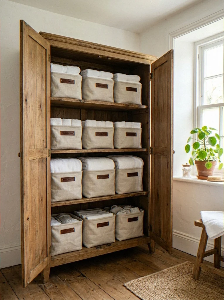  Labelled Linen Bins for O