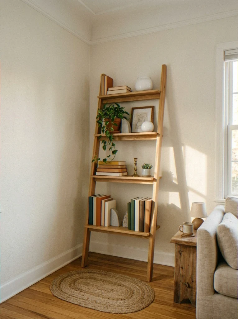 Leaning Ladder Shelf in a Corner