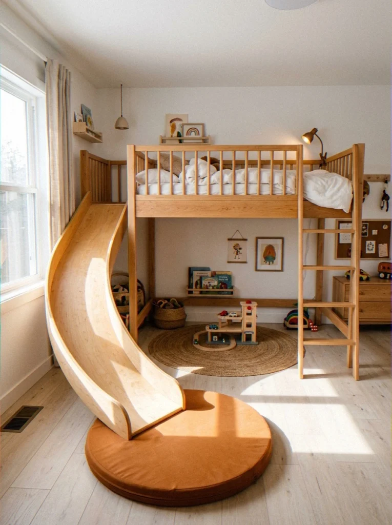 Loft Bed With an Attached Slide