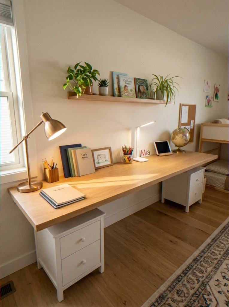 Long Shared Wall-Mounted Desk