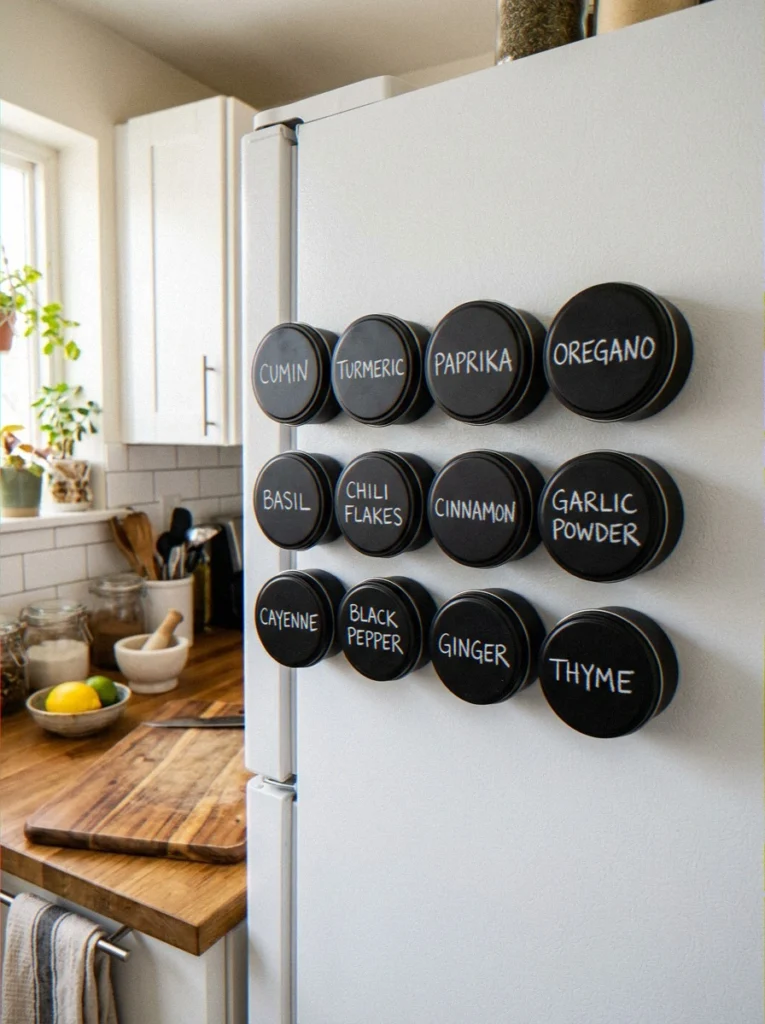 Magnetic Spice Rack on the Fridge