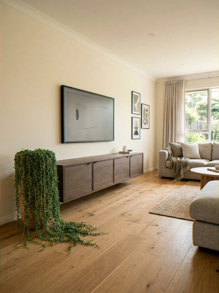 Media Console with Closed Doors