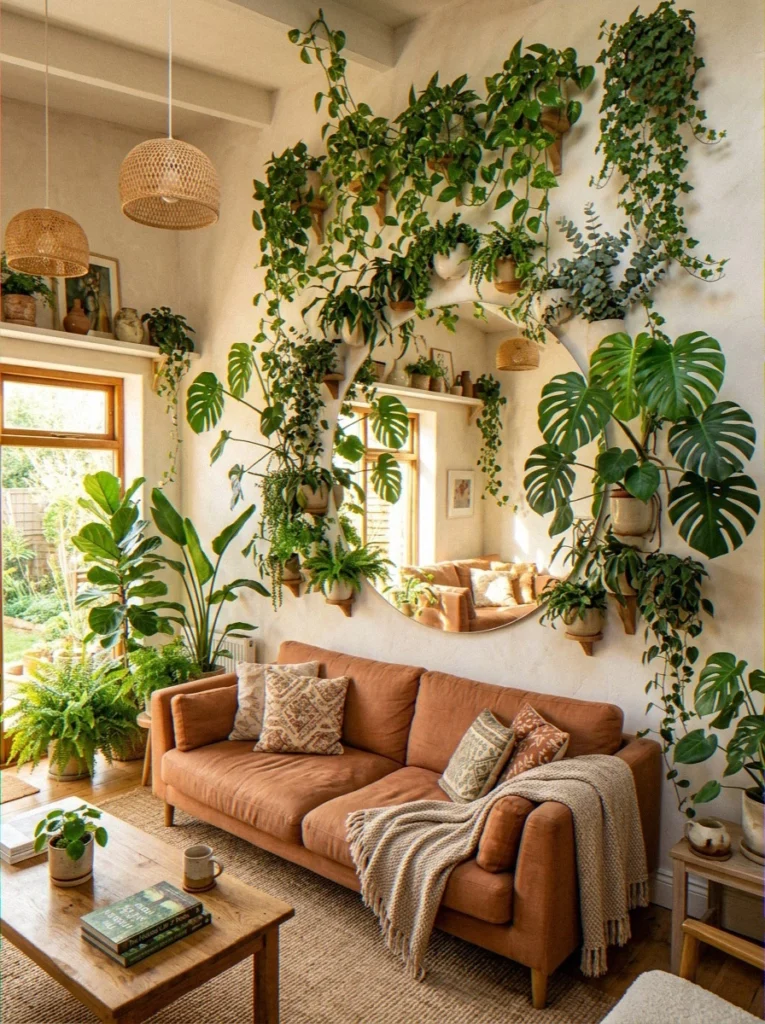 Mirror Surrounded by Trailing Greenery