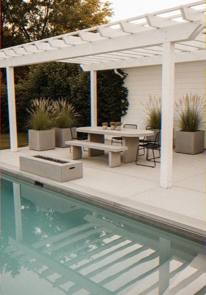 Modern Farmhouse Pergola With Concrete Pool