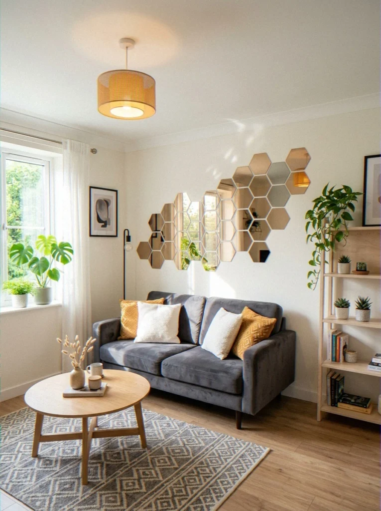 Modular Peel-and-Stick Mirror Tiles