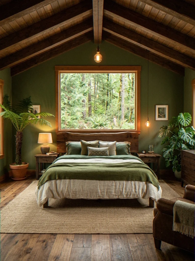 Olive + Wood: Forest Bedroom Goals 🌿