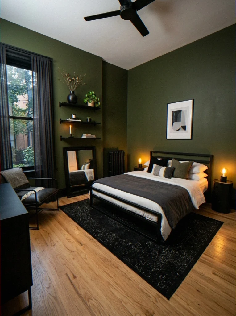 Olive + Black Furniture: High Contrast Drama