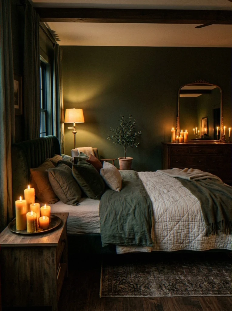 Olive Green Wall Bedro