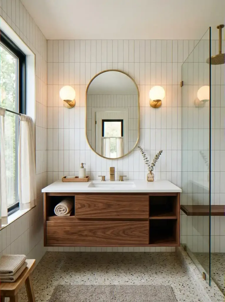 Oval Mirror with Thin Brass Frame