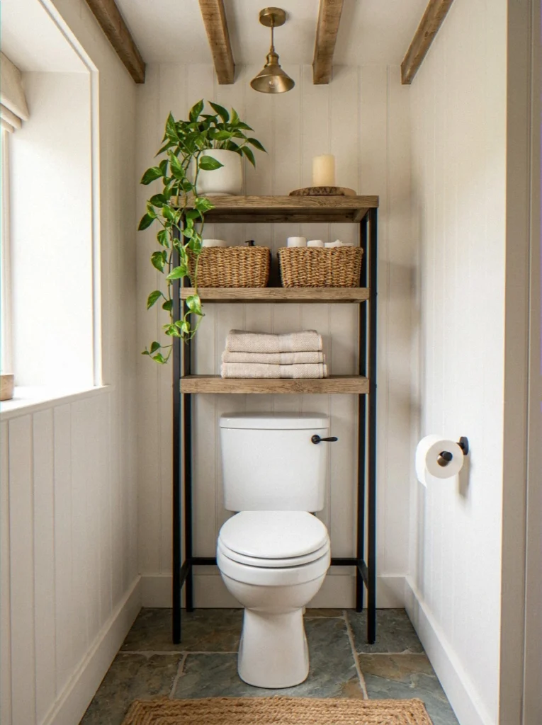 Over-the-Toilet Farmhouse Shelving Unit