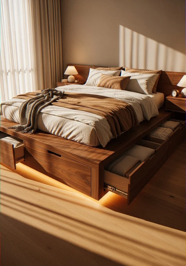Platform Bed With Built-In Storag