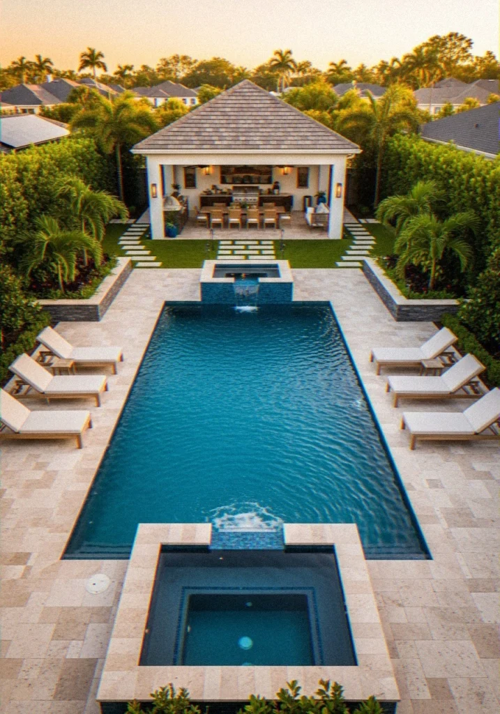 Resort Style Pool Backyard: