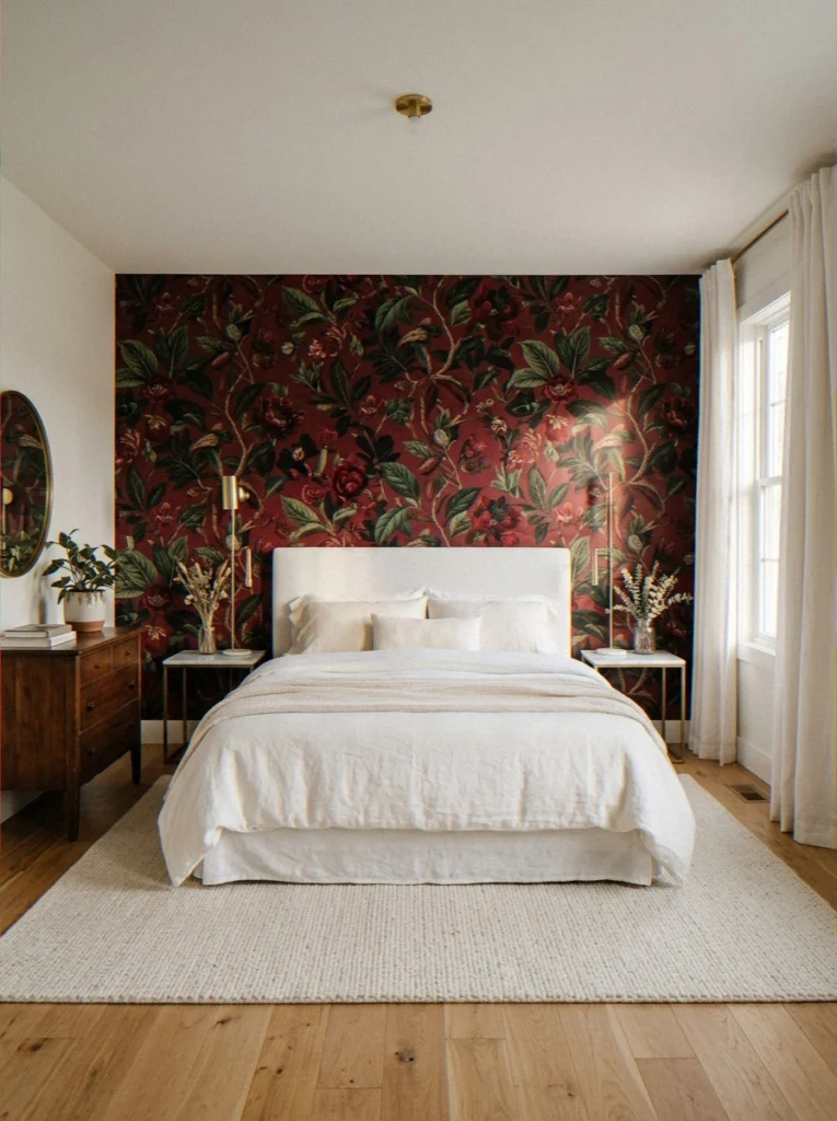 Ruby Red Botanical Wallpaper