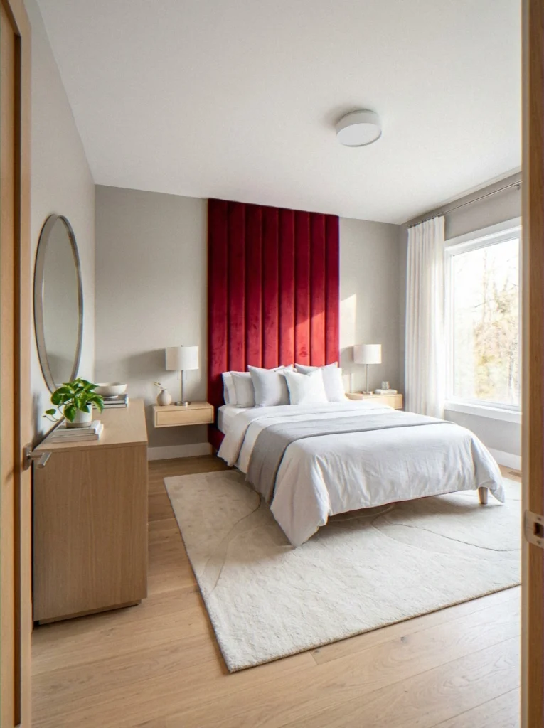 Ruby Red Velvet Headboard
