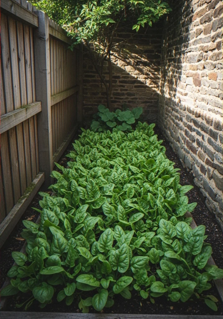 Spinach in Partial Shade