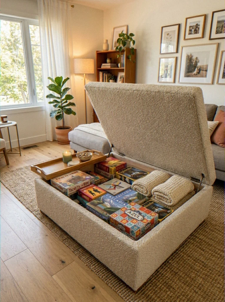 Storage Ottoman as Coffee Table