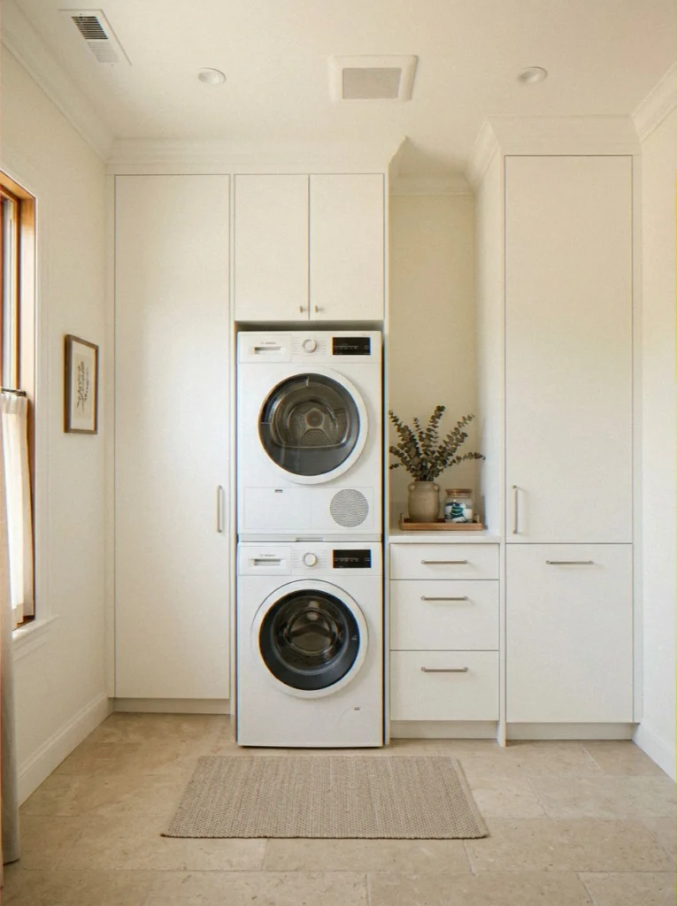 Tall Cabinets Flanking the Machines