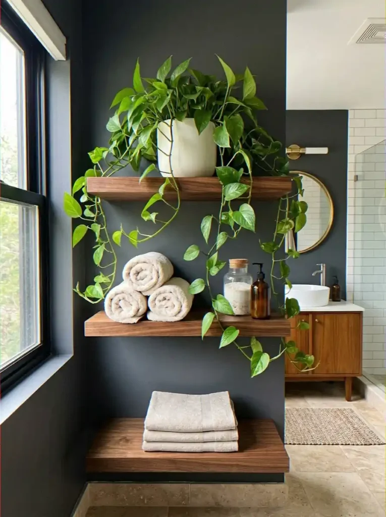  Trailing Pothos on Open Shelving