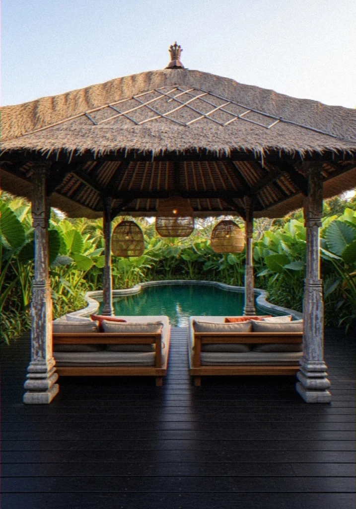 Tropical Hardwood Deck With Bali-Style Canopy
