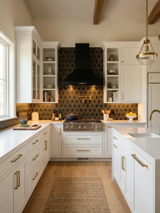 Waterfall Edge Island in White Stone" (Idea 