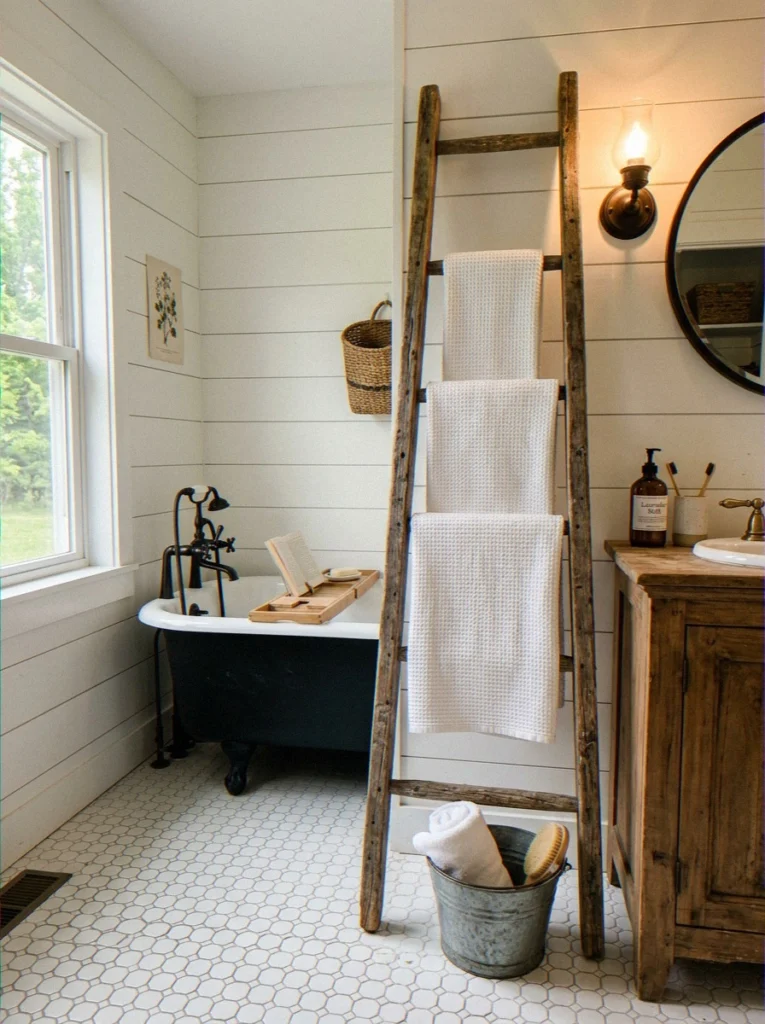 Repurposed Wooden Ladder as a T