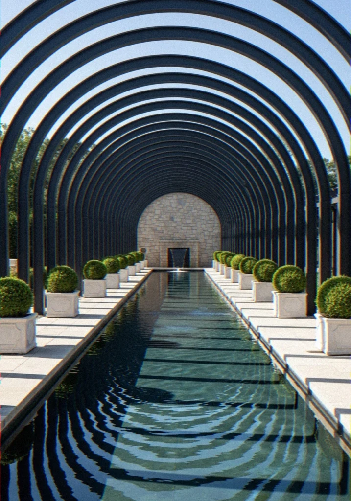 rched Pergola Over a Lap Poolfv