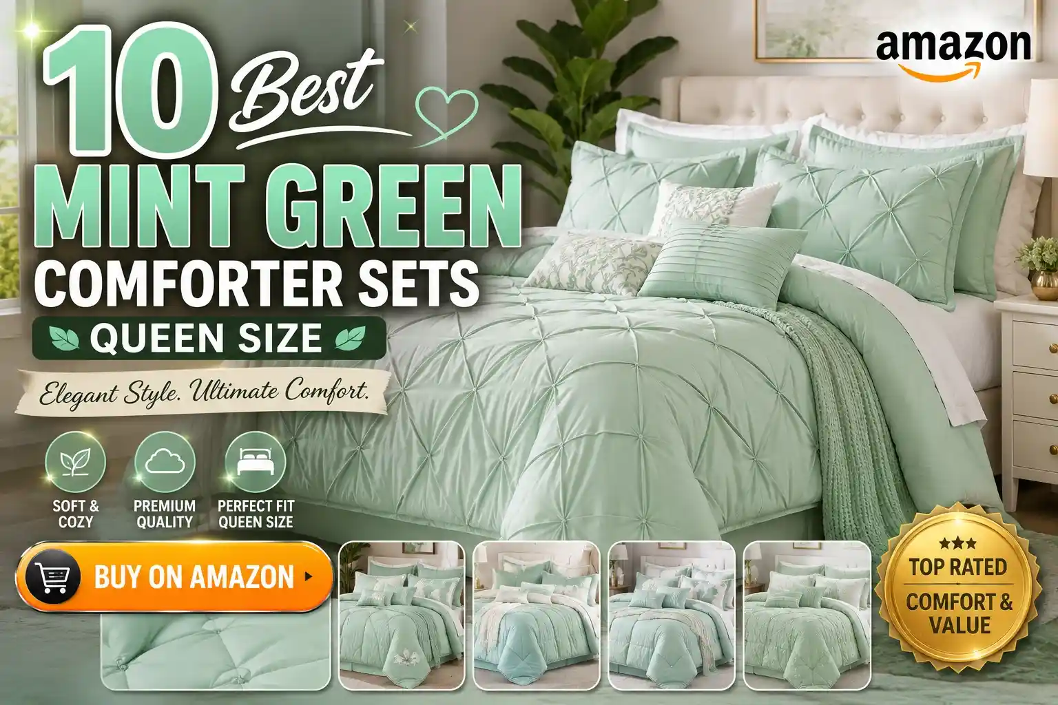 10 Best Mint Green Comforter Sets Queen Size on Amazon