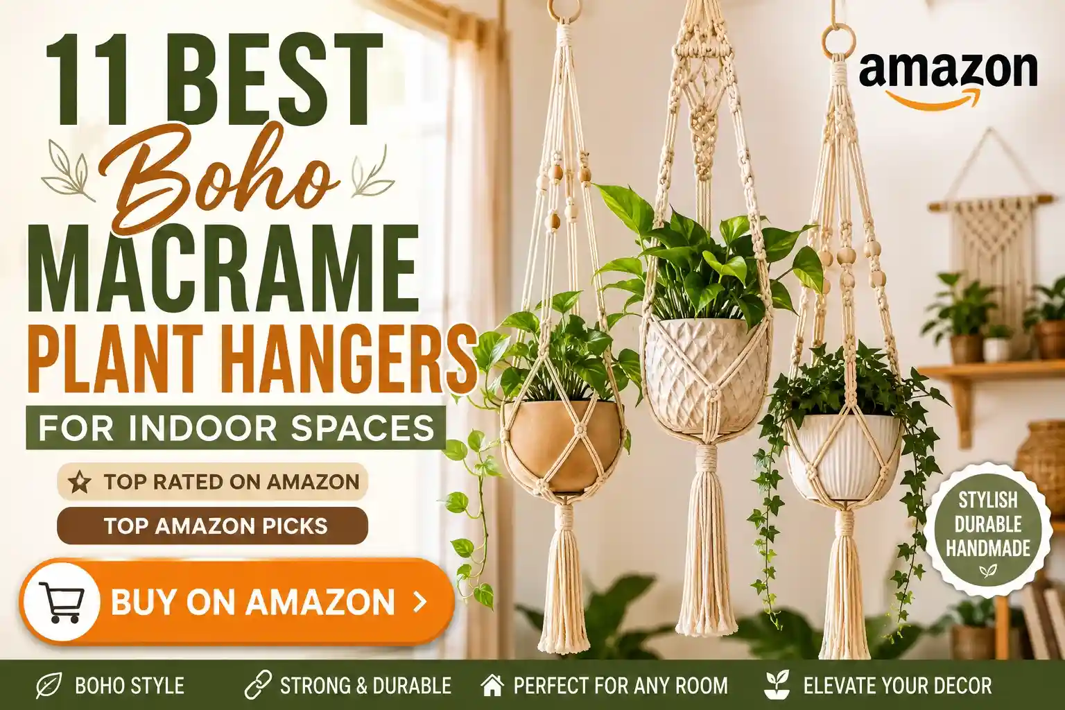 11 Best Boho Macrame Plant Hangers for Indoor Spaces (Top Rated on Amazon)
