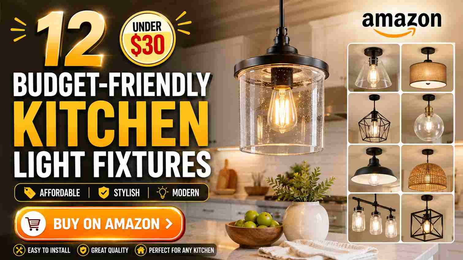 12 Budget-Friendly Kitchen Light Fixtures Under $30 (Amazon Hidden Gems)