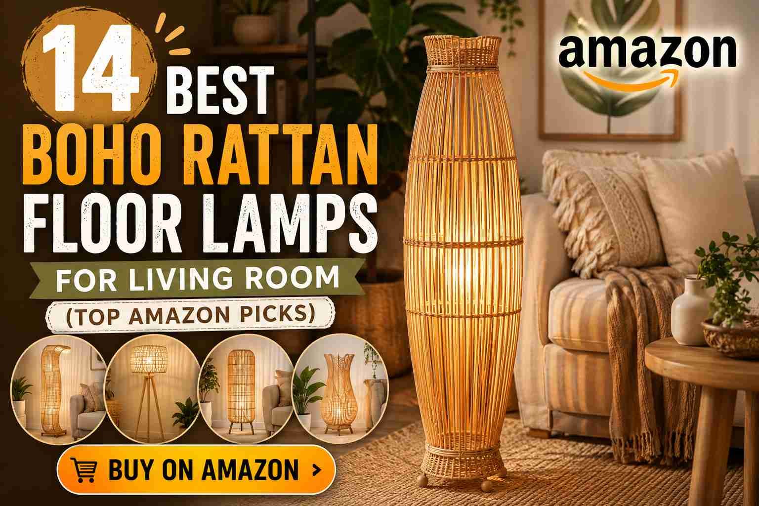 14 Best Boho Rattan Floor Lamps for Living Room (Top Amazon Picks)
