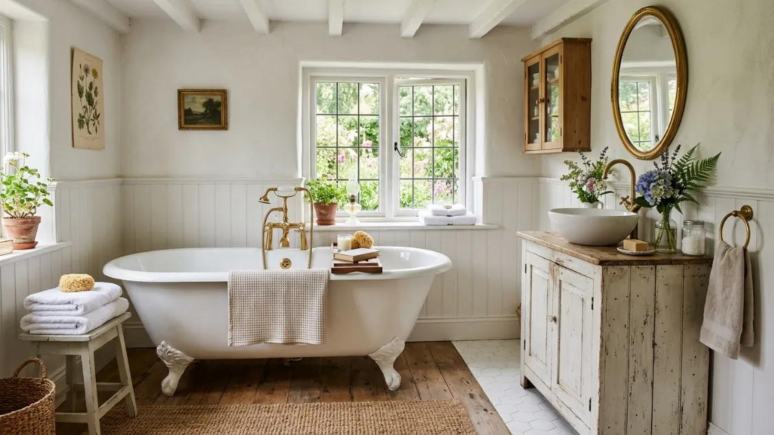 23 White Cottage Bathroom Idea