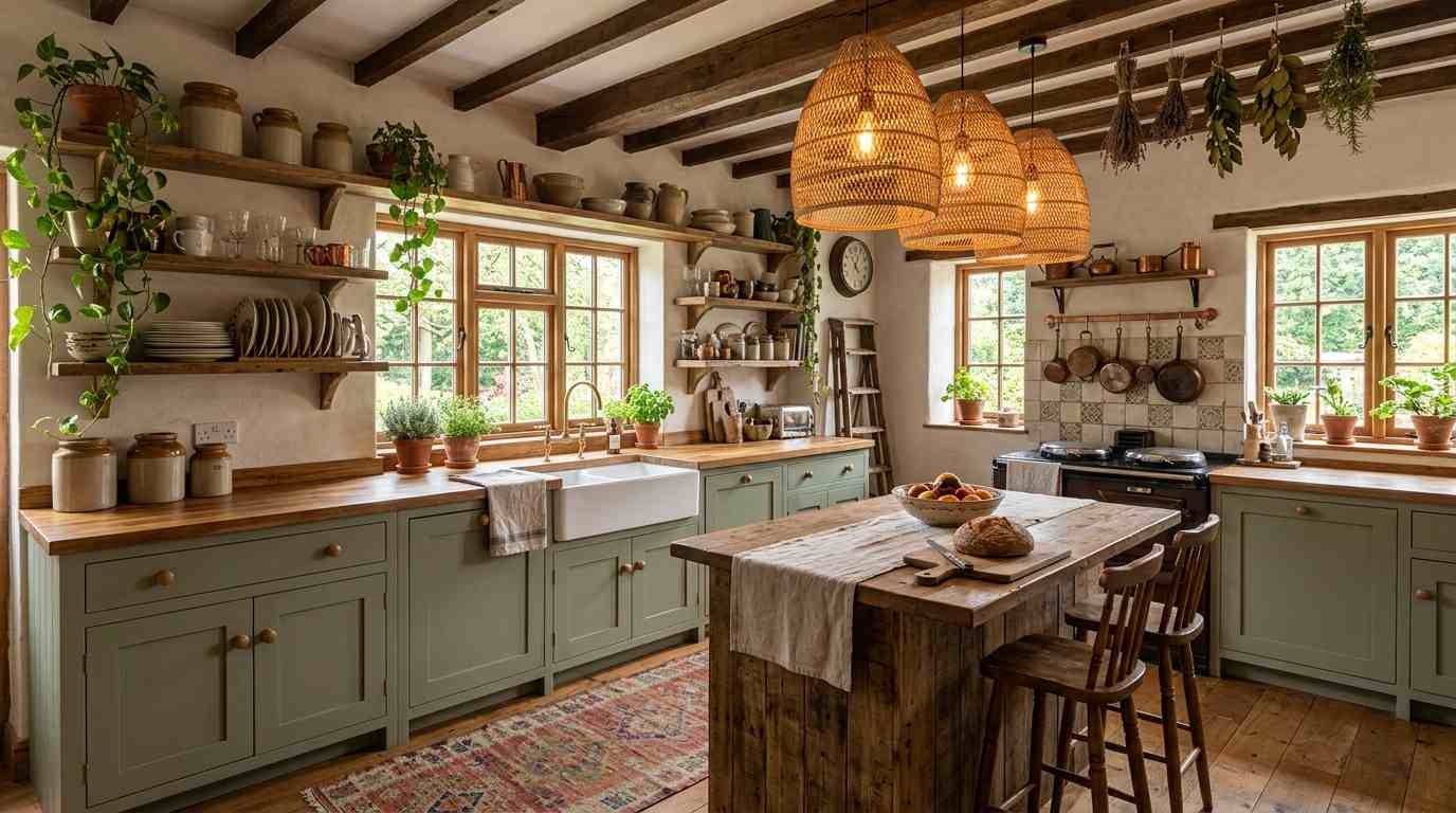 24 Bohemian Farmhouse Kitchen Ideas That Feel Warm, Rustic & Chic