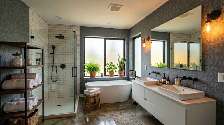 25 Textured Wallpaper Bathroom Ideas