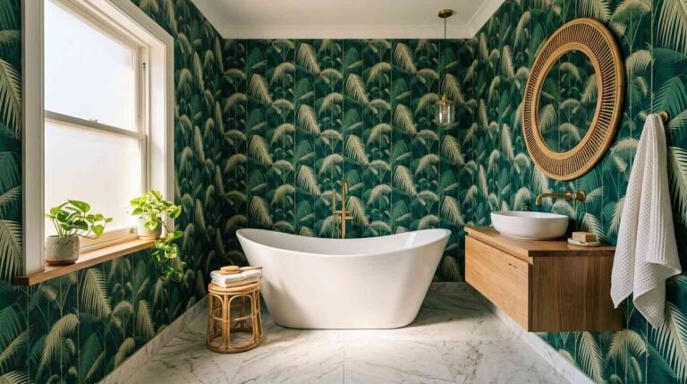 25 Tropical Bathroom Wallpaper Ideas