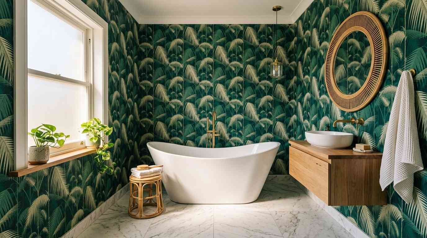 25 Tropical Bathroom Wallpaper Ideas