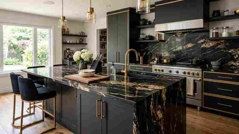 26 Stunning Black And Gold Kitchen