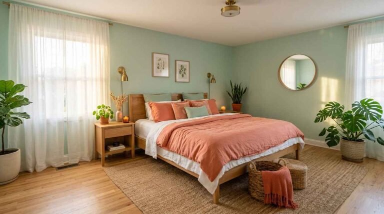 28 Mint Green And Coral Bedroom