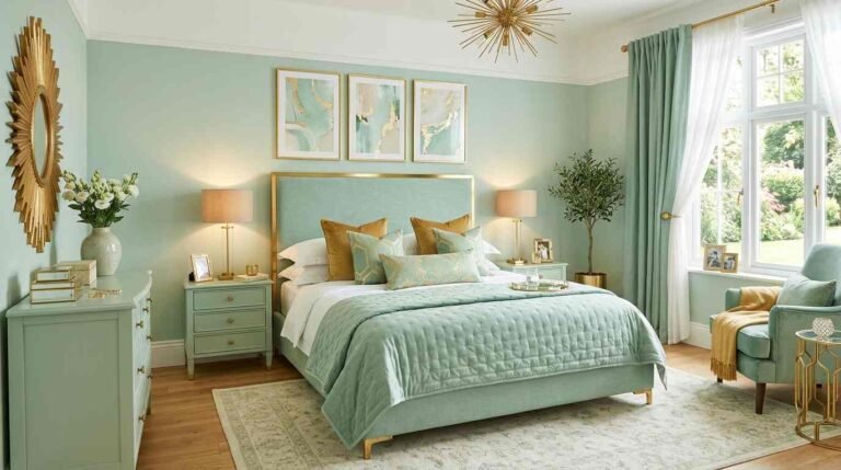 30 Mint Green And Gold Bedroom Ideas