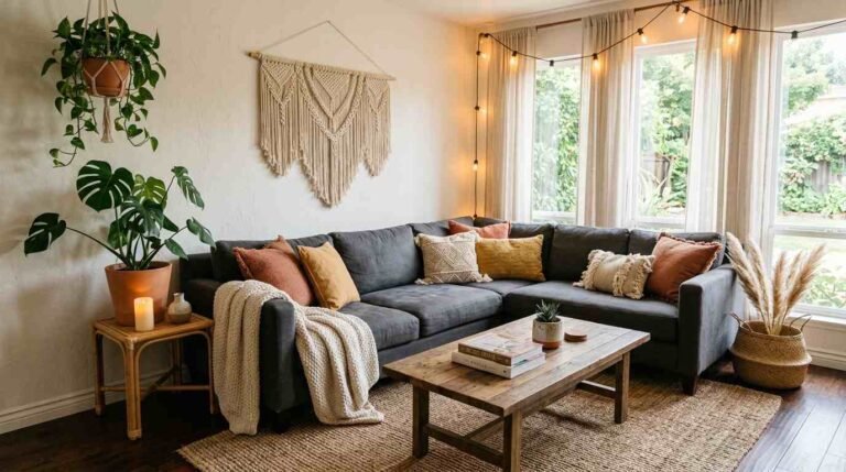 30 Stunning Dark Grey Couch Boho