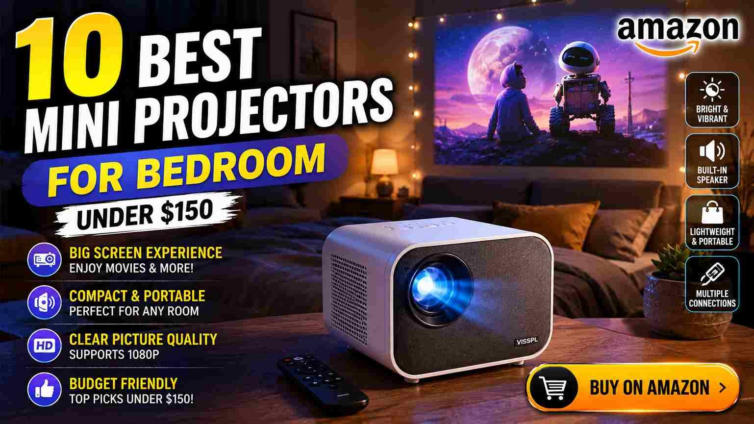 10 Best Mini Projectors for Bedroom Under $150 (Top Amazon Picks)
