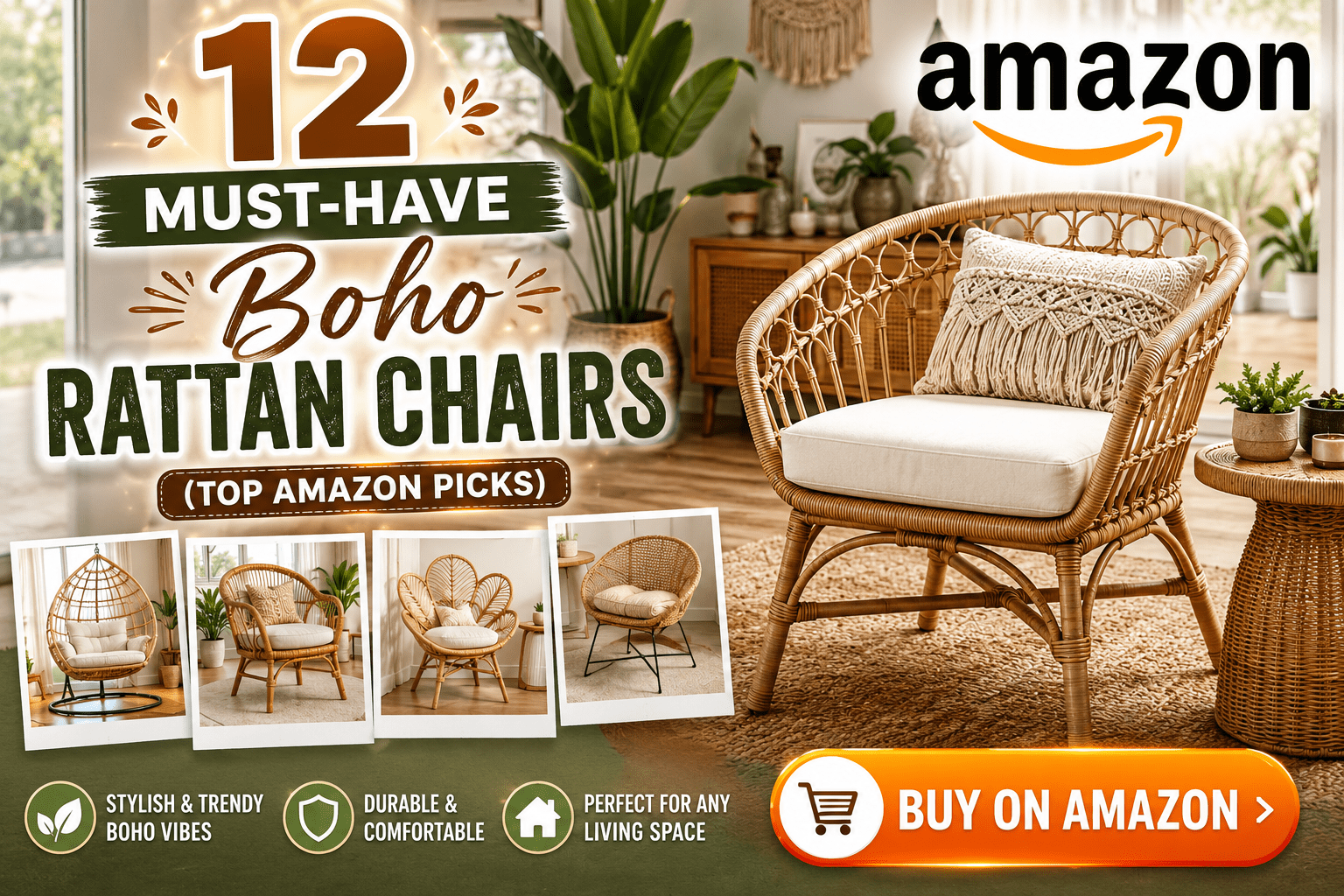 12 Must-Have Boho Rattan Chairs (Top Amazon Picks)