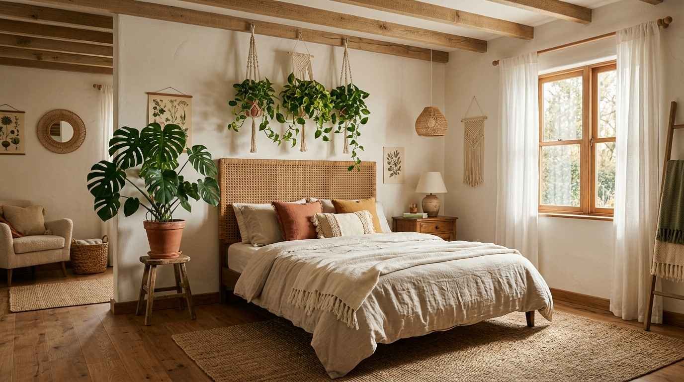20 Bohemian Rattan Bed with Greenery